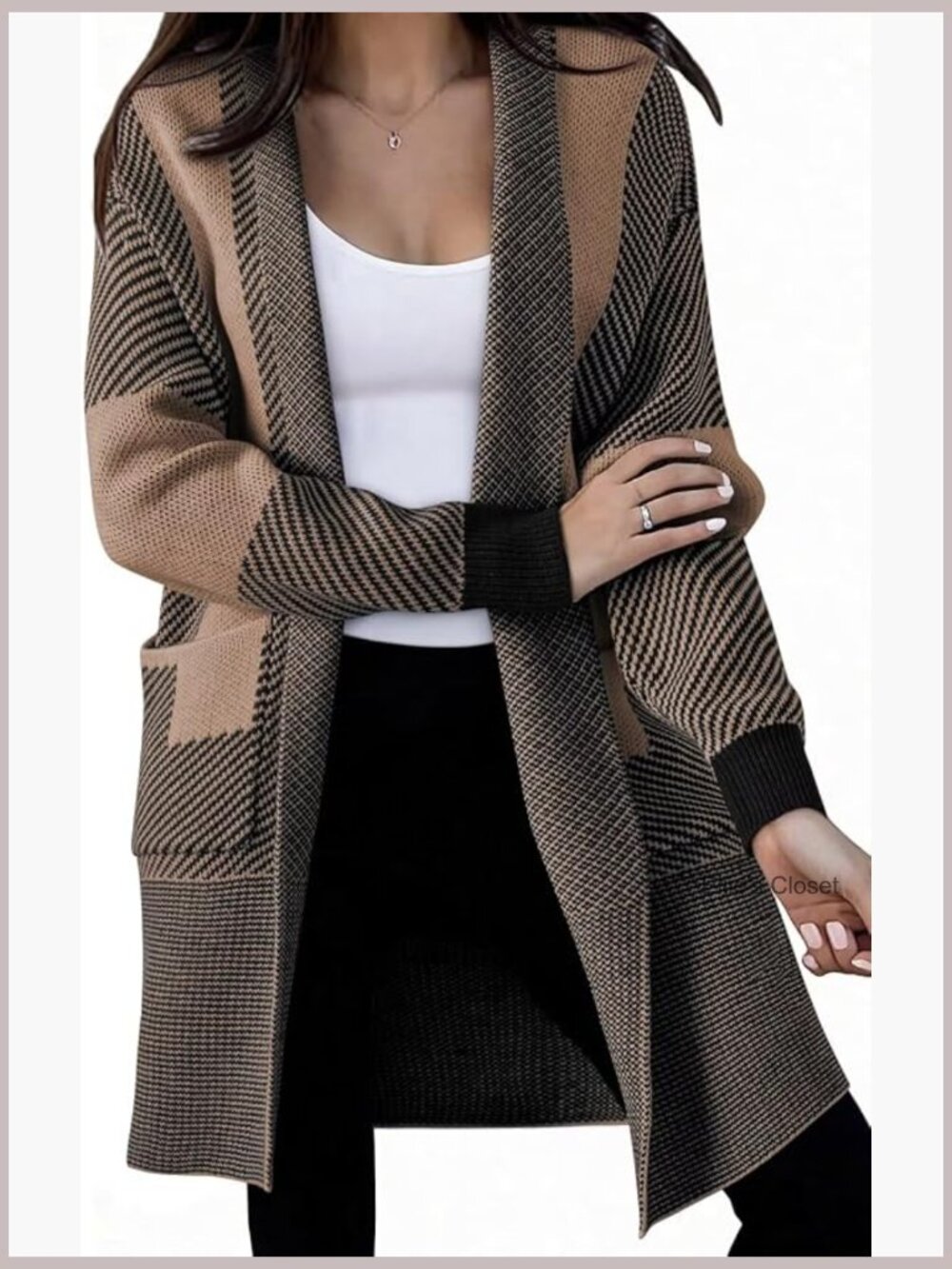 Open Front Long Sleeve Cardigan with Pockets